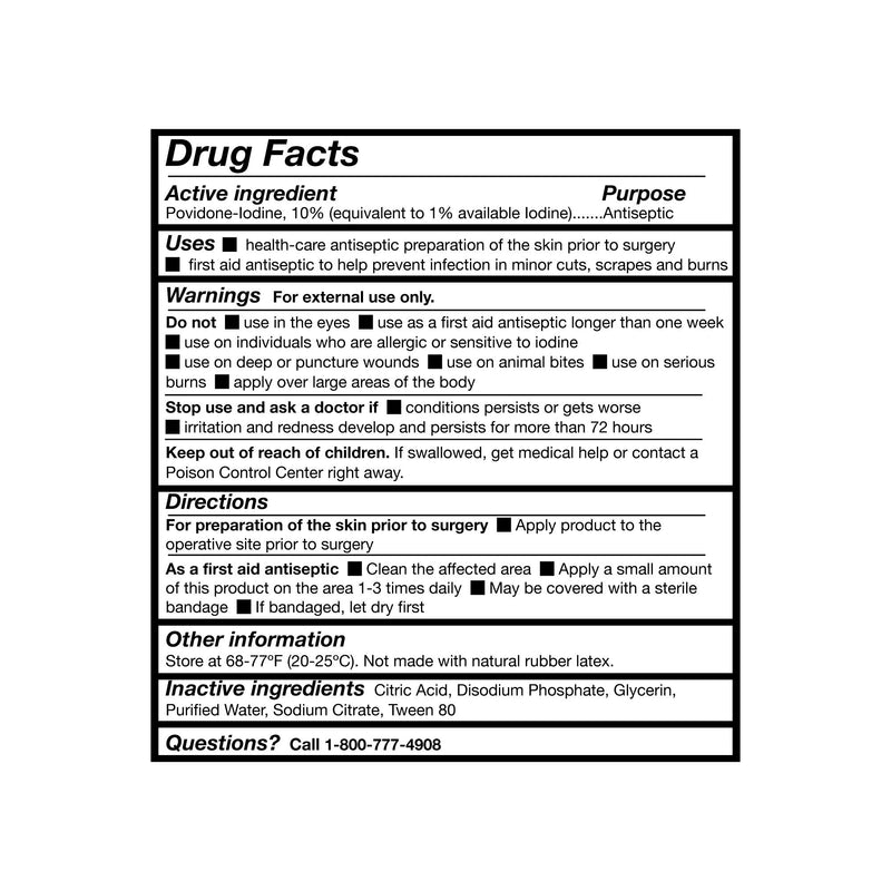 McKesson Skin Prep Solution 8 oz. Flip-Top Bottle 10% Strength Povidone-Iodine NonSterile (1043538_EA) 1/EA