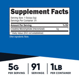 Nutricost Creatine Monohydrate Oral Supplement Unflavored Powder 1 lb. Canister (1270272_CS) 12/CS