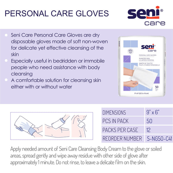 Seni Care Wash Mitt 6 X 9 Inch White Disposable (1163872_PK) 50/PK
