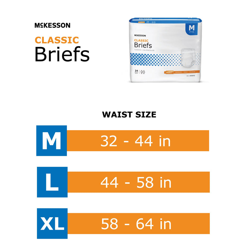 McKesson Classic Unisex Adult Incontinence Brief X-Large Disposable Light Absorbency (973141_BG) 15/BG