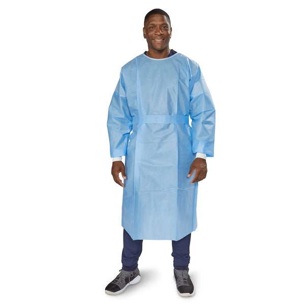 McKesson Protective Procedure Gown One Size Fits Most Blue NonSterile Not Rated Disposable (1247971_CS) 60/CS
