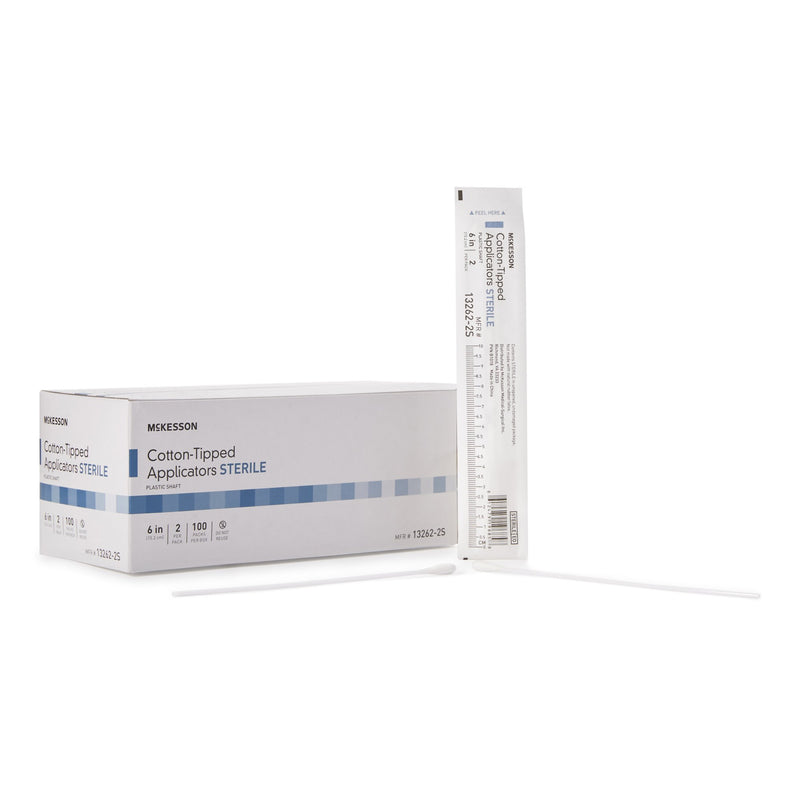 McKesson Swabstick Cotton Tip Plastic Shaft 6 Inch Sterile 2 per Pack (854351_BX) 100/BX
