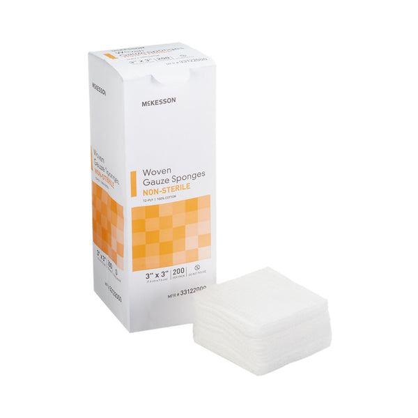 McKesson Gauze Sponge 3 X 3 Inch 12-Ply NonSterile 200 per Pack (373776_BX) 200/BX