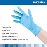 McKesson Confiderm® 3.8 Exam Glove X-Large NonSterile Nitrile Standard Cuff Length Textured Fingertips Blue Not Rated (921612_CS) 1000/CS