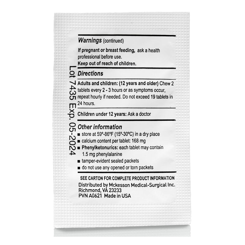 McKesson Brand Antacid 420 mg Strength Tablet 250 Packets per Box, 2 Tablets per Packet (1111738_CS) 3000/CS