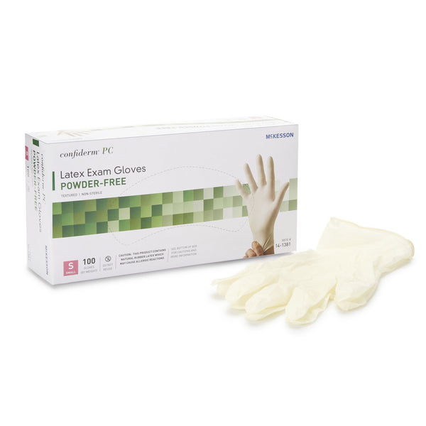 McKesson Confiderm® Exam Glove Small NonSterile Latex Standard Cuff Length Fully Textured Ivory Not Rated (921597_CS) 1000/CS