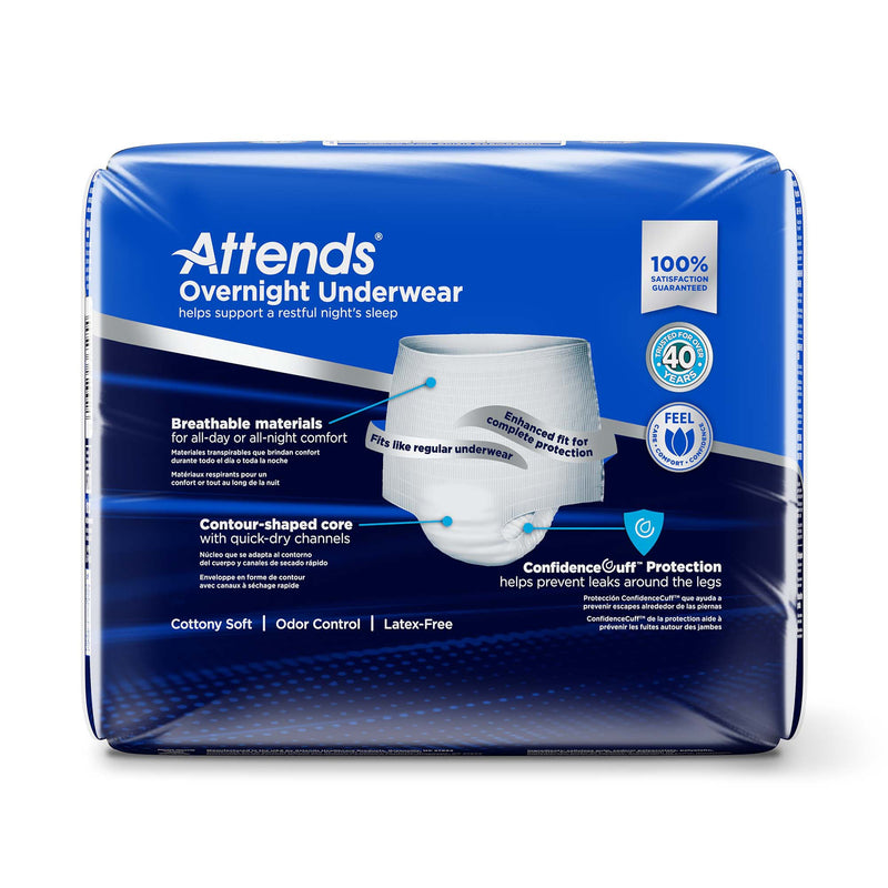 Attends® Overnight Unisex Adult Absorbent Underwear Pull On with Tear Away Seams Large Disposable Heavy Absorbency (830764_BG) 14/BG