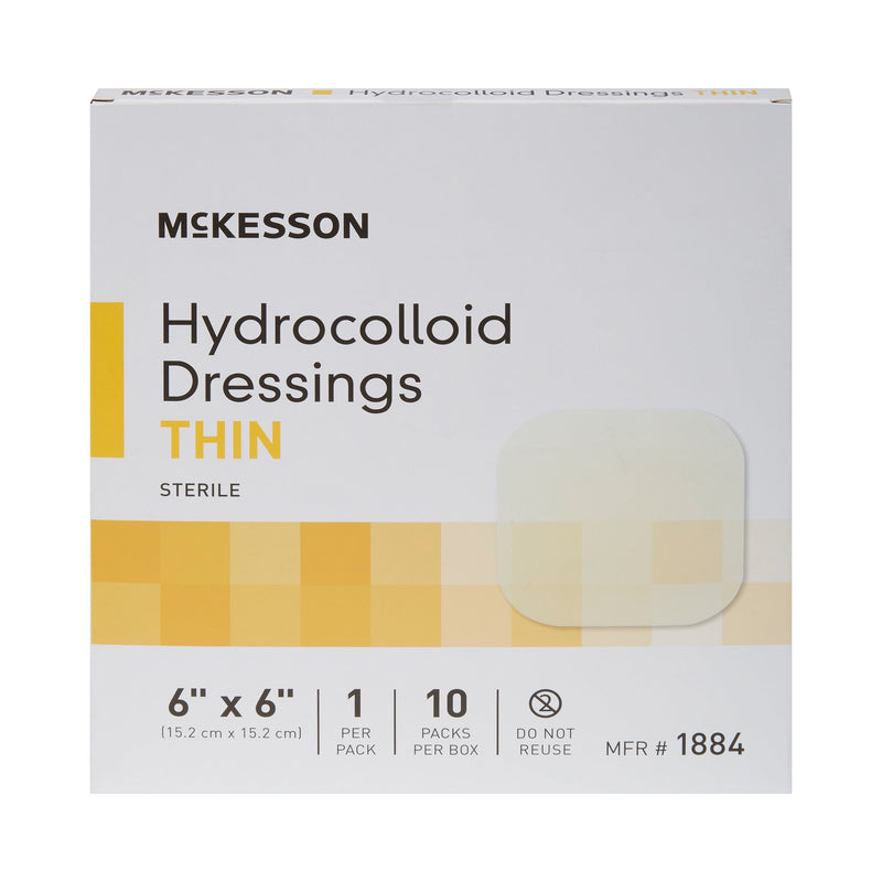 McKesson Thin Hydrocolloid Dressing Film Backing 6 X 6 Inch Square Hydrocolloid / Film (882983_EA) 1/EA