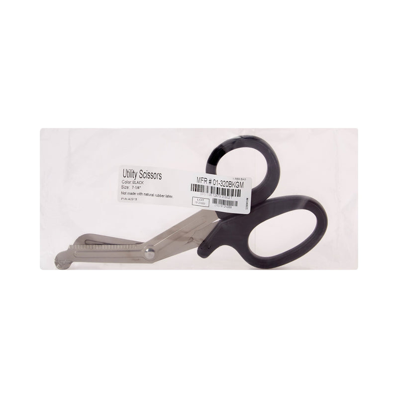 McKesson Utility Scissors 7-1/4 Inch Length Office Grade Stainless Steel / Plastic NonSterile Finger Ring Handle Angled Blunt Tip / Blunt Tip (472589_BX) 10/BX