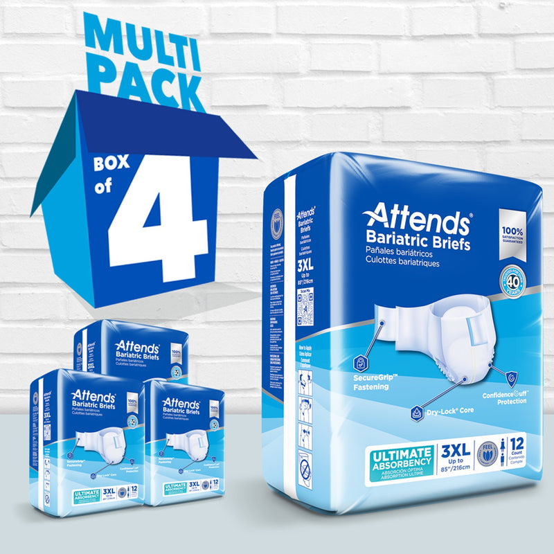 Attends® Bariatric Unisex Adult Incontinence Brief 3X-Large Disposable Heavy Absorbency (1247855_BG) 12/BG