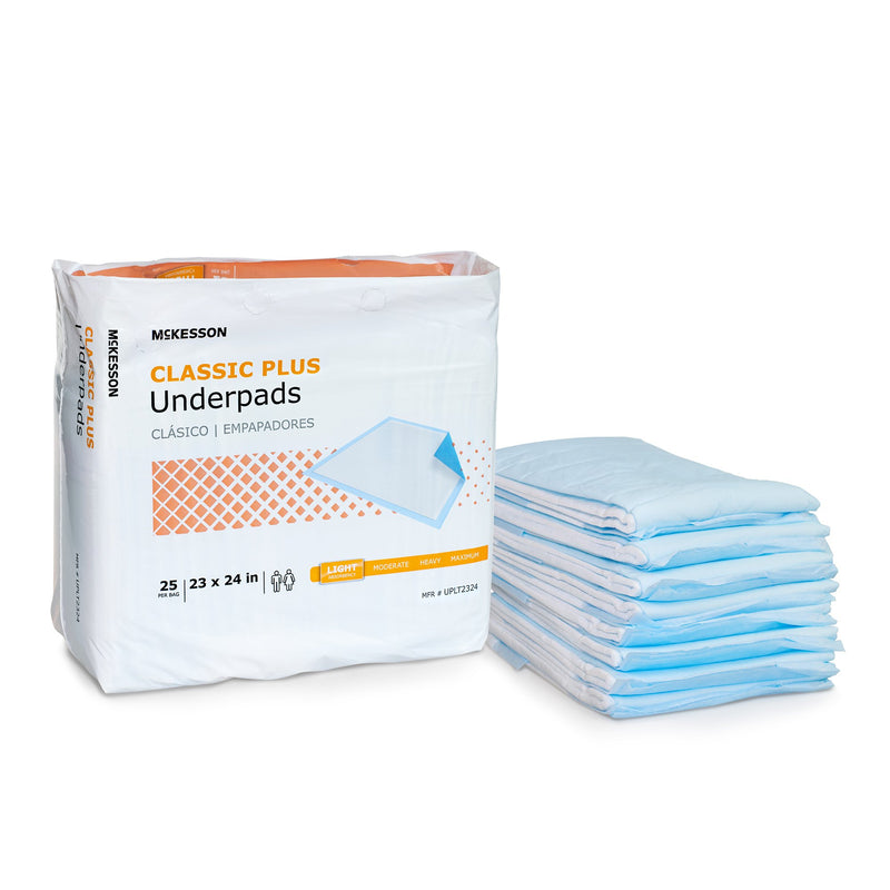 McKesson Classic Plus Disposable Underpad 23 X 24 Inch Fluff / Polymer Light Absorbency (730985_CS) 200/CS