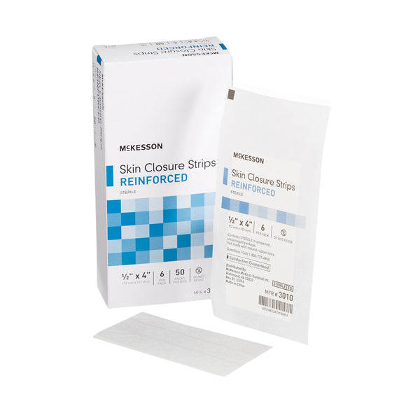 McKesson Skin Closure Strip 1/2 X 4 Inch Nonwoven Material Reinforced Strip White (876309_PK) 1/PK