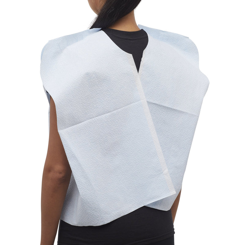 McKesson Exam Cape Blue One Size Fits Most Front / Back Opening Without Closure Unisex Disposable (201064_CS) 100/CS