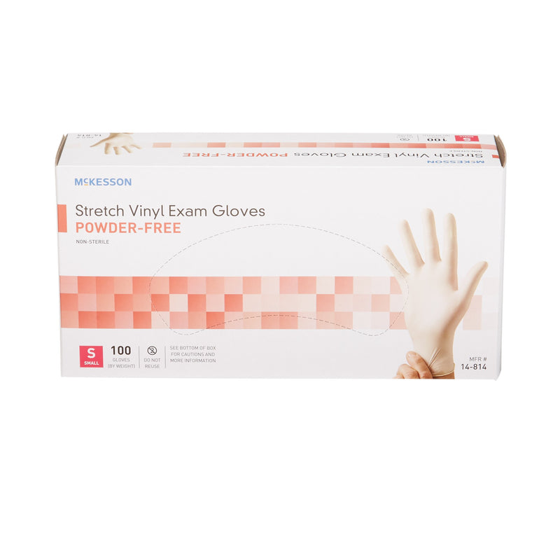 McKesson Exam Glove Small NonSterile Stretch Vinyl Standard Cuff Length Smooth Ivory Not Rated (409742_BX) 100/BX