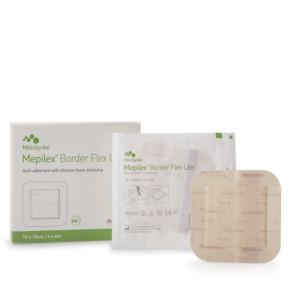 Mepilex® Border Flex Lite Thin Foam Dressing 4 X 4 Inch With Border Film Backing Silicone Adhesive Square Sterile (1195997_BX) 5/BX