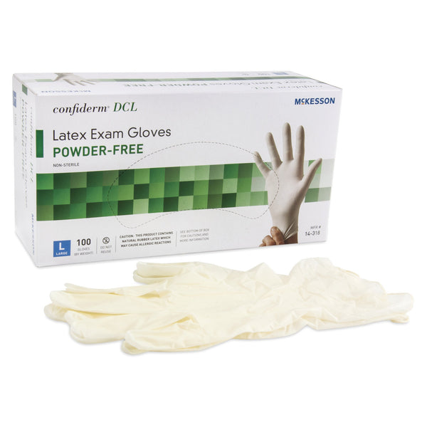 McKesson Confiderm® Exam Glove Large NonSterile Latex Standard Cuff Length Smooth Ivory Not Rated (354437_CS) 1000/CS