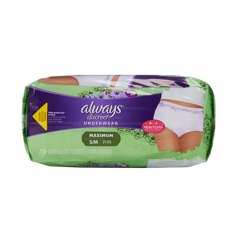 Always® Discreet Female Adult Absorbent Underwear Pull On with Tear Away Seams Small / Medium Disposable Heavy Absorbency (928394_CS) 57/CS