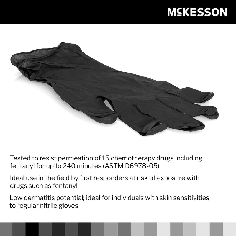 McKesson Confiderm® LDC Exam Glove Medium NonSterile Nitrile Standard Cuff Length Fully Textured Black Chemo Tested / Fentanyl Tested (1159334_CS) 2500/CS