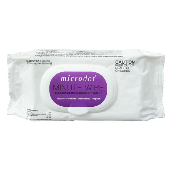 microdot® Minute Wipe Surface Disinfectant Cleaner Premoistened Alcohol Based Manual Pull Wipe 60 Count Soft Pack Alcohol Scent NonSterile (1125755_PK) 60/PK