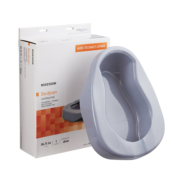 McKesson Contoured Bedpan Gray 84 oz. / 2484 mL (1103357_CS) 6/CS