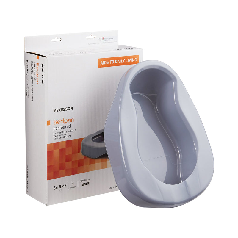 McKesson Contoured Bedpan Gray 84 oz. / 2484 mL (1103357_CS) 6/CS