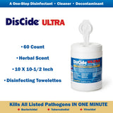 DisCide® Ultra Surface Disinfectant Cleaner Premoistened Quaternary Based Manual Pull Wipe 60 Count Canister Herbal Scent NonSterile (1159344_CN) 60/CN
