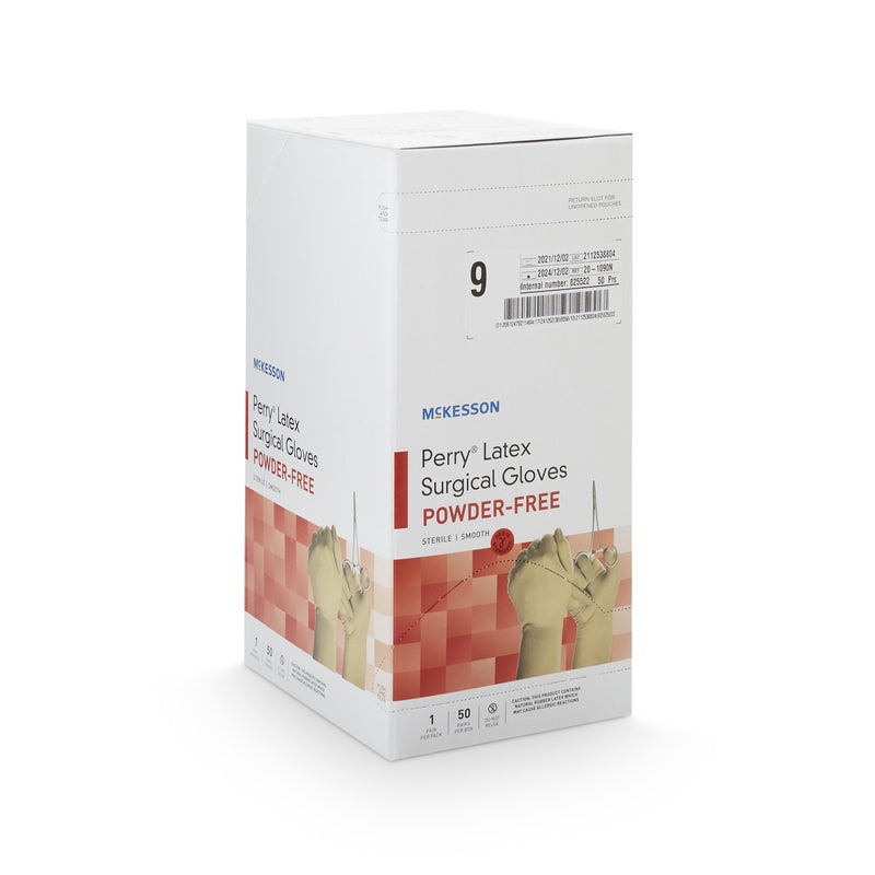 McKesson Perry® Surgical Glove Size 9 Sterile Latex Standard Cuff Length Smooth Cream Chemo Tested (1044710_CS) 200/CS