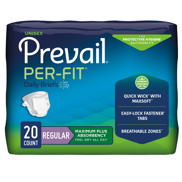Prevail® Per-Fit® Maximum Plus Unisex Adult Incontinence Brief Regular Disposable Heavy Absorbency (527654_CS) 80/CS