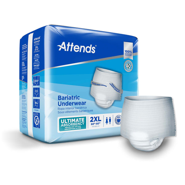 Attends® Bariatric Unisex Adult Absorbent Underwear Pull On with Tear Away Seams 2X-Large Disposable Heavy Absorbency (950228_BG) 12/BG