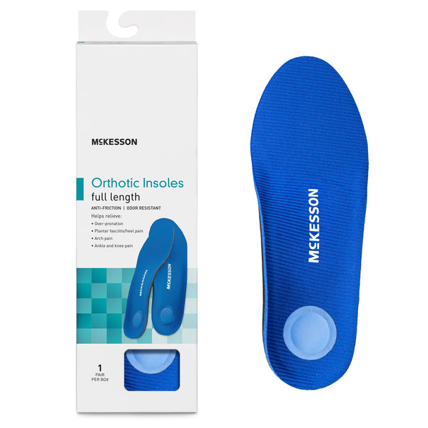 McKesson Orthotic Insole Full Length EVA / Polyester / Polypropylene / Poron® Female 12 / Male 10 to 10-1/2 Black / Blue (1205392_BX) 1/BX