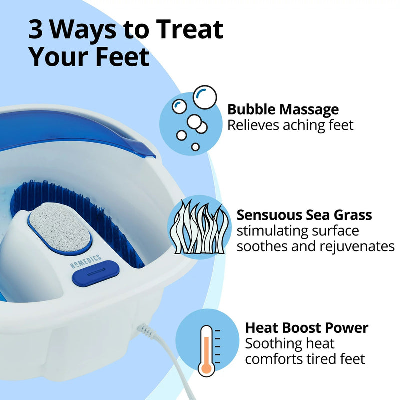 HoMedics® Bubble Bliss Elite Foot Bath with Heat Boost Blue / White Plastic (1253807_EA) 1/EA