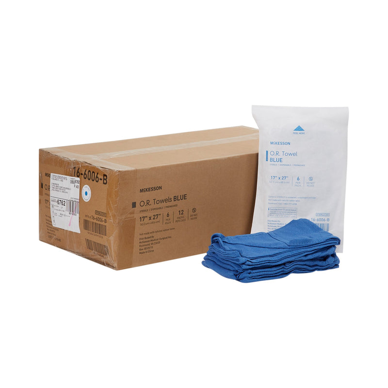 McKesson O.R. Towel 17 W X 27 L Inch Blue Sterile (277862_CS) 12/CS