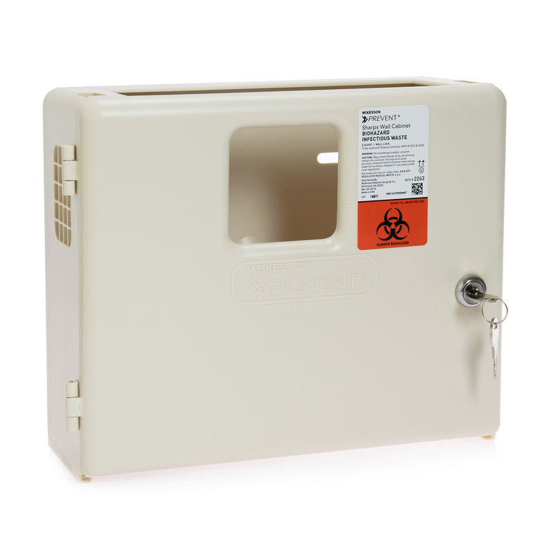 McKesson Prevent® Sharps Container Cabinet / Wall Enclosure High Impact Polystyrene Wall Mount Locking (855128_EA) 1/EA