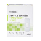 McKesson Waterproof Adhesive Strip 1 X 3 Inch Silicone Rectangle Sheer Sterile (1083097_EA) 1/EA