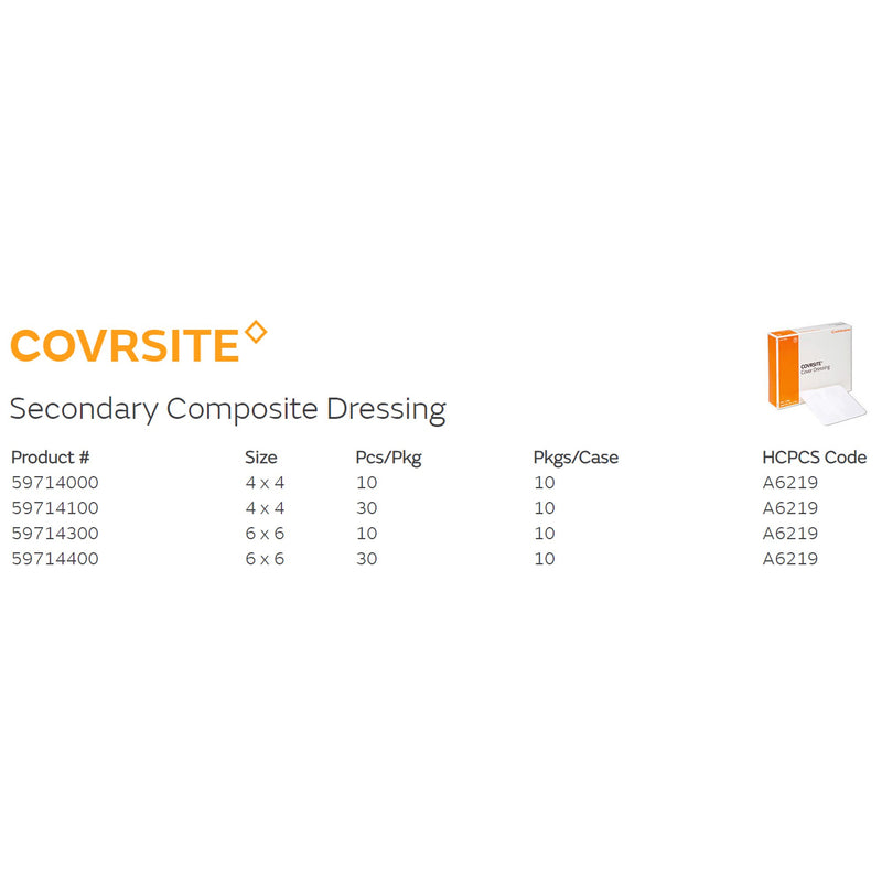 Covrsite Composite Dressing 4 X 4 Inch Square Sterile Film Backing (350590_BX) 30/BX