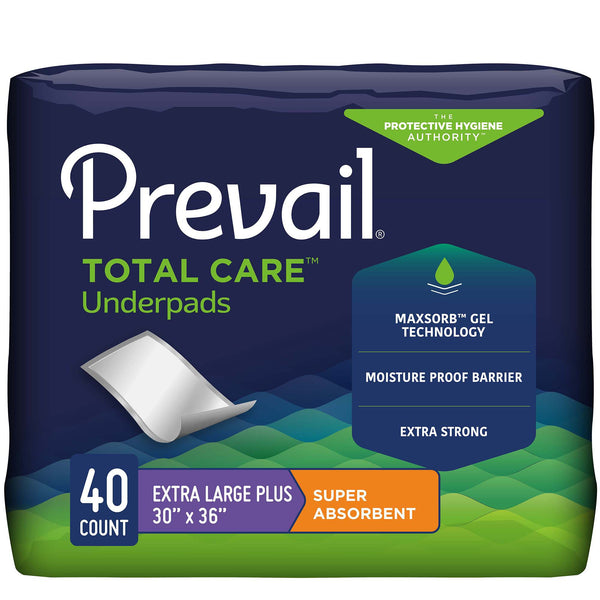 Prevail® Total Care™ Disposable Underpad 30 X 36 Inch Polymer Heavy Absorbency (572724_BG) 10/BG