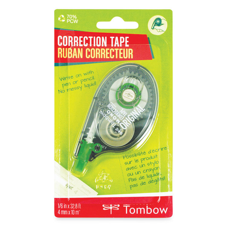 Tombow® MONO Correction Tape, Non-Refillable, Gray/Clear Applicator, 0.17" x 394", White Tape (TOM68620)