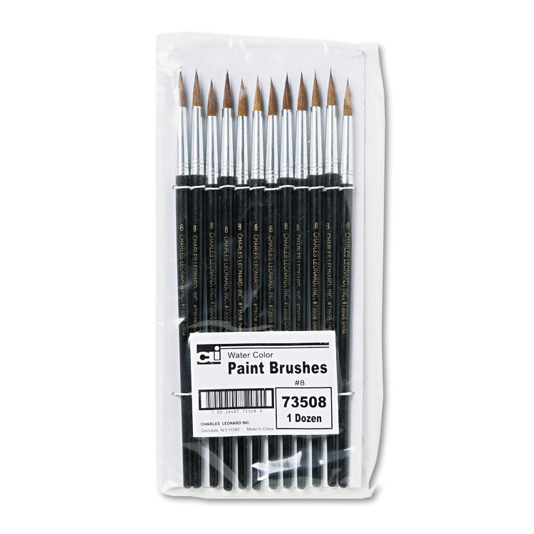 Charles Leonard® Artist Brush, Size 8, Camel Hair, Round Profile, 12/Pack (LEO73508) 1 Dozen