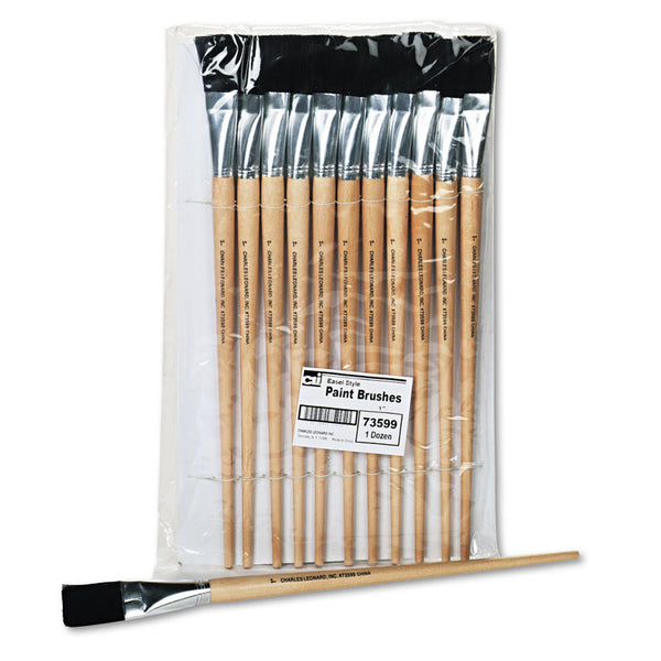 Charles Leonard® Long Handle Easel Brush, Size 22, Natural Bristle, Flat Profile, 12/Pack (LEO73599) 1 Dozen