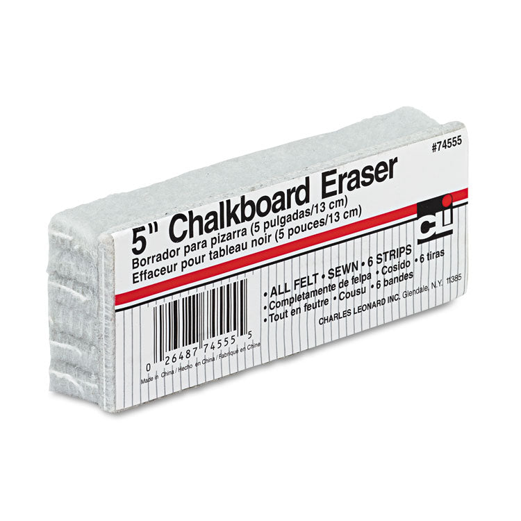 Charles Leonard® 5-Inch Chalkboard Eraser, 5" x 2" x 1" (LEO74555) Each