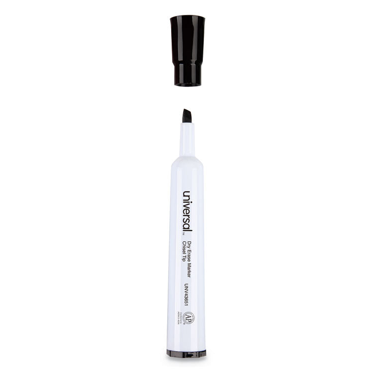 Universal™ Dry Erase Marker, Broad Chisel Tip, Black, Dozen (UNV43651) Case of 12