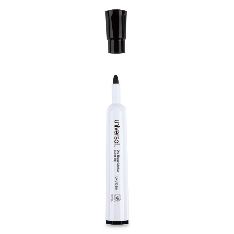 Universal™ Dry Erase Marker, Medium Bullet Tip, Black, Dozen (UNV43681) Case of 12