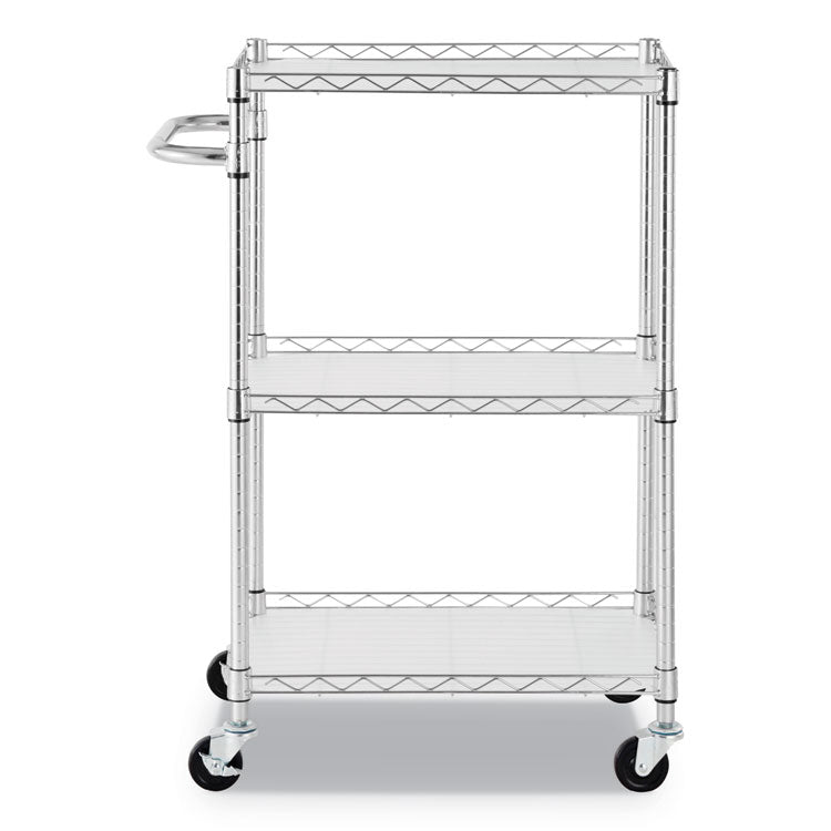 Alera® Three-Shelf Wire Cart with Liners, Metal, 3 Shelves, 450 lb Capacity, 24" x 16" x 39", Silver (ALESW322416SR) Each