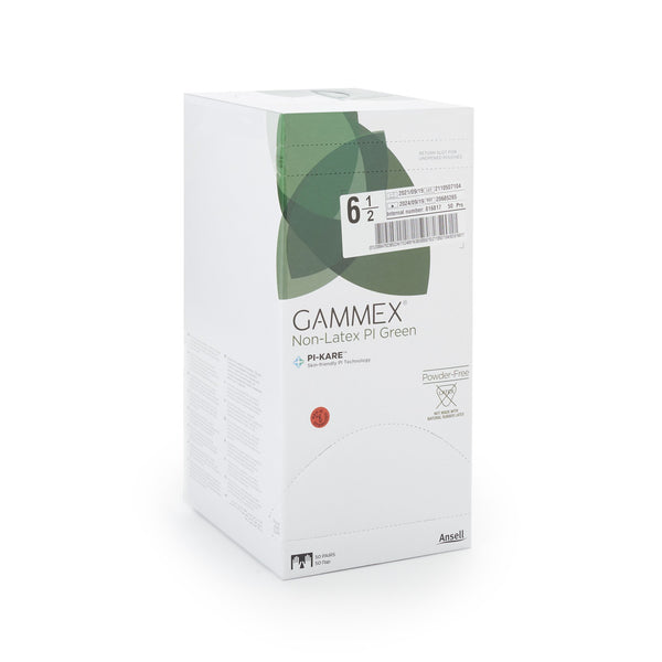 GAMMEX® Non-Latex PI Green Surgical Glove Size 6.5 Sterile Polyisoprene Standard Cuff Length Micro-Textured Light Green Chemo Tested (648142_BX) 50/BX