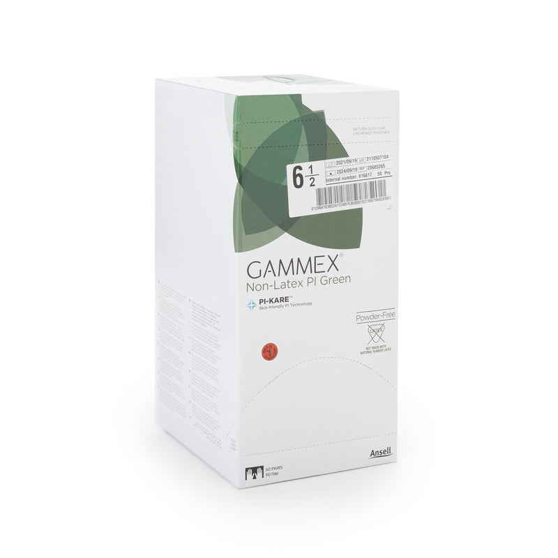 GAMMEX® Non-Latex PI Green Surgical Glove Size 6.5 Sterile Polyisoprene Standard Cuff Length Micro-Textured Light Green Chemo Tested (648142_BX) 50/BX