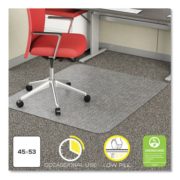 deflecto® EconoMat Occasional Use Chair Mat for Low Pile Carpet, 45 x 53, Rectangular, Clear (DEFCM11242COM)