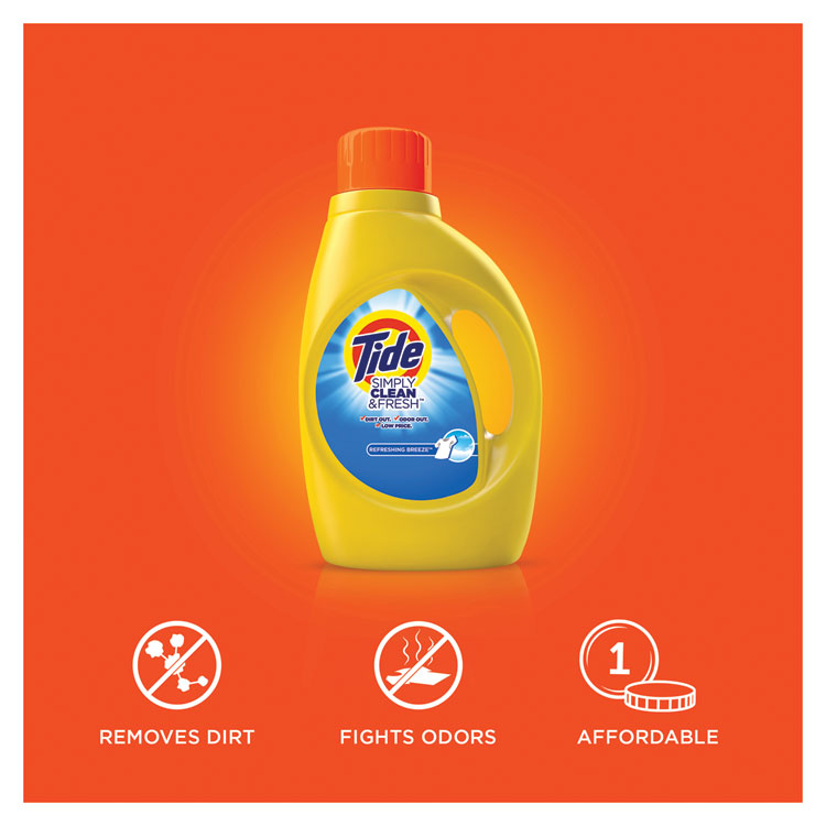 Tide® Simply Clean and Fresh Laundry Detergent, Refreshing Breeze, 64 Loads, 92 oz Bottle, 4/Carton (PGC44206)