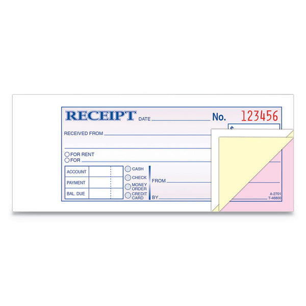 Adams® Receipt Book, Three-Part Carbonless, 2.75 x 7.19, 50 Forms Total (ABFTC2701)