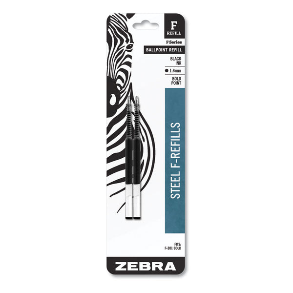 Zebra® F-Refill for Zebra F-Series Ballpoint Pens, Bold Conical Tip, Black Ink, 2/Pack (ZEB82712)