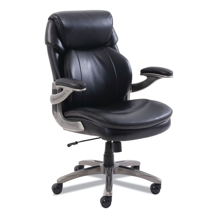 SertaPedic® Cosset Mid-Back Executive Chair, Supports Up to 275 lb, 18.5" to 21.5" Seat Height, Black Seat/Back, Slate Base (SRJ48966) Each